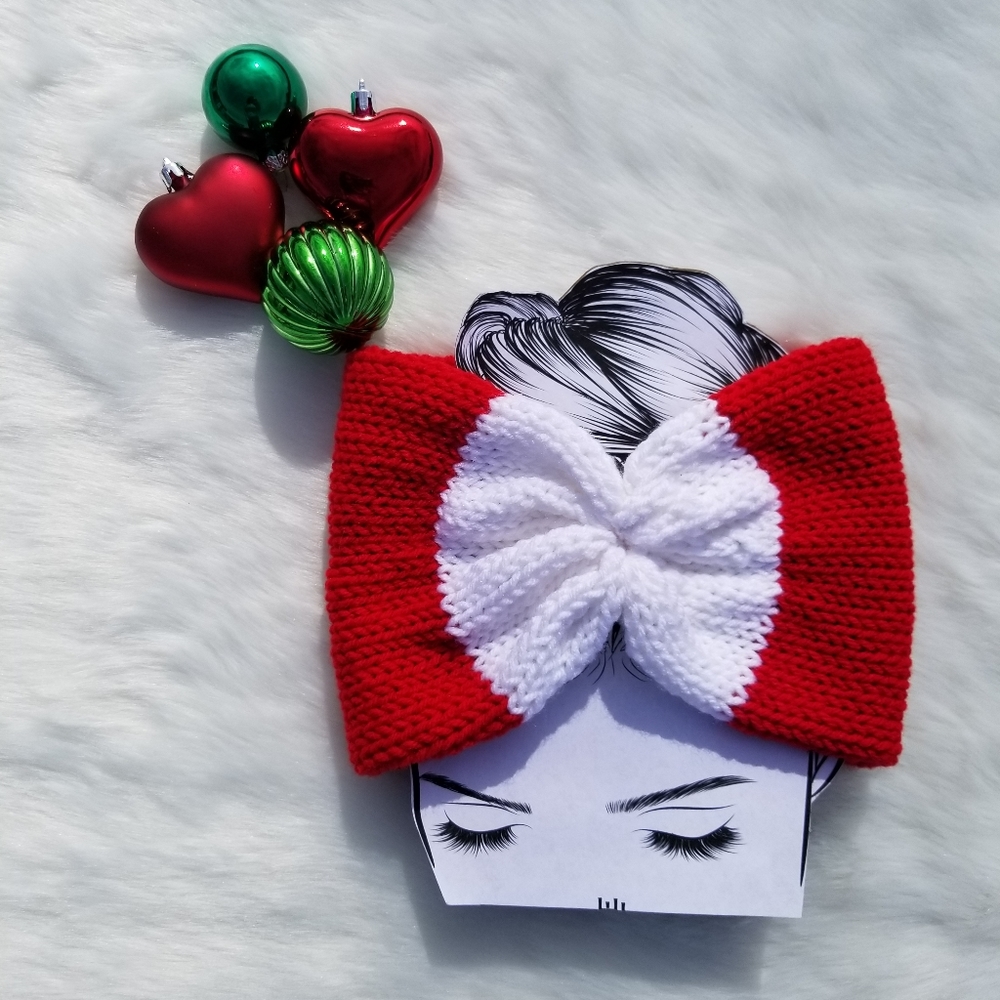 RichMeri-Candy Cane Red & White EarWarmer|HeadBand